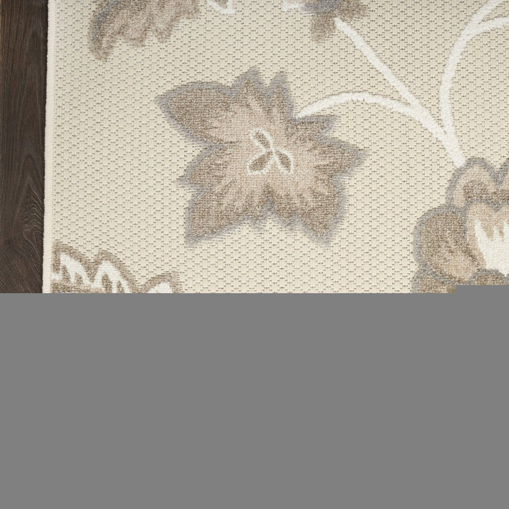 7' X 10' Beige Floral Non Skid Indoor Outdoor Area Rug — view 5