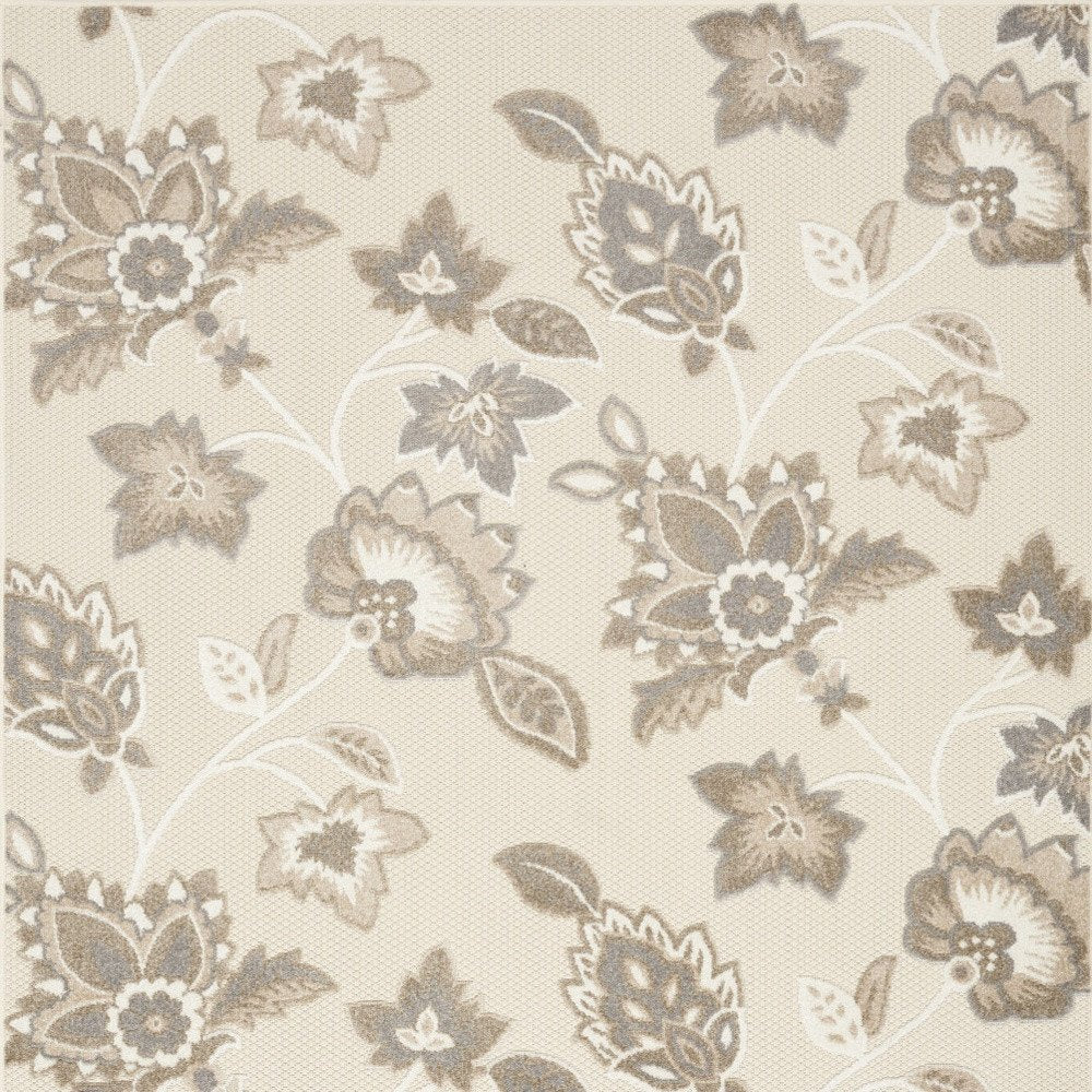 7' X 10' Beige Floral Non Skid Indoor Outdoor Area Rug — view 24
