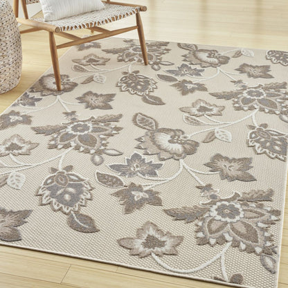 7' X 10' Beige Floral Non Skid Indoor Outdoor Area Rug HomeRoots