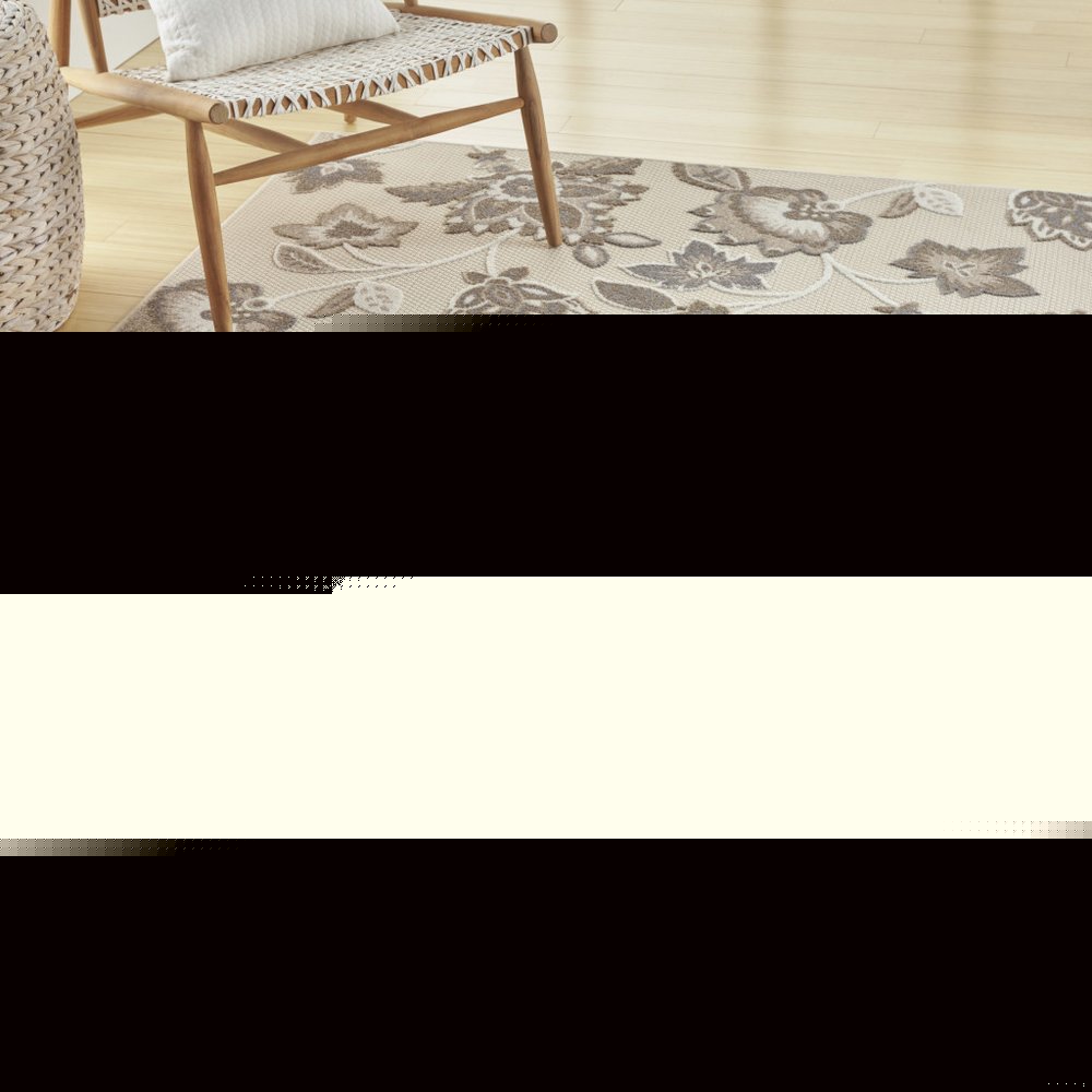 7' X 10' Beige Floral Non Skid Indoor Outdoor Area Rug — view 22