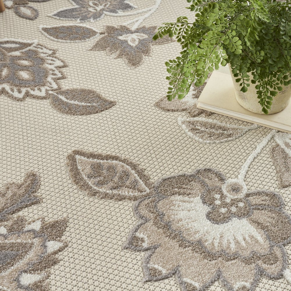 7' X 10' Beige Floral Non Skid Indoor Outdoor Area Rug HomeRoots