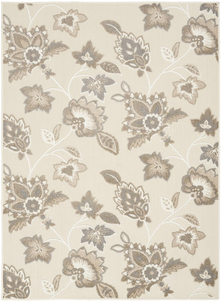 7' X 10' Beige Floral Non Skid Indoor Outdoor Area Rug HomeRoots