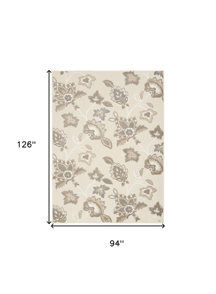 7' X 10' Beige Floral Non Skid Indoor Outdoor Area Rug — view 50