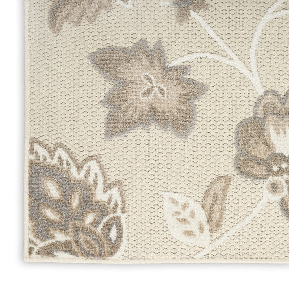 7' X 10' Beige Floral Non Skid Indoor Outdoor Area Rug HomeRoots