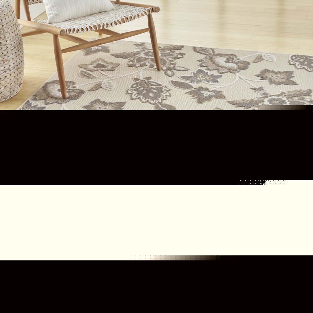 7' X 10' Beige Floral Non Skid Indoor Outdoor Area Rug HomeRoots