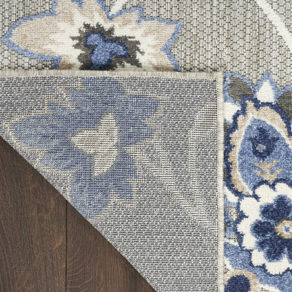 8' X 11' Blue and Gray Floral Non Skid Indoor Outdoor Area Rug HomeRoots