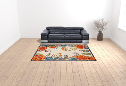 8' X 11' Multicolor Floral Stain Resistant Non Skid Area Rug - 0" (L) x 126" (W) x 94" (H)