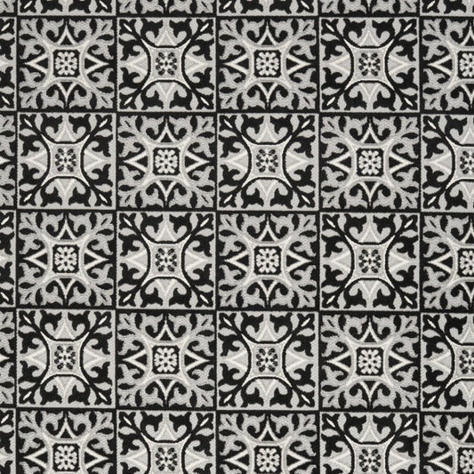 8' X 11' Black and White Geometric Non Skid Indoor Outdoor Area Rug