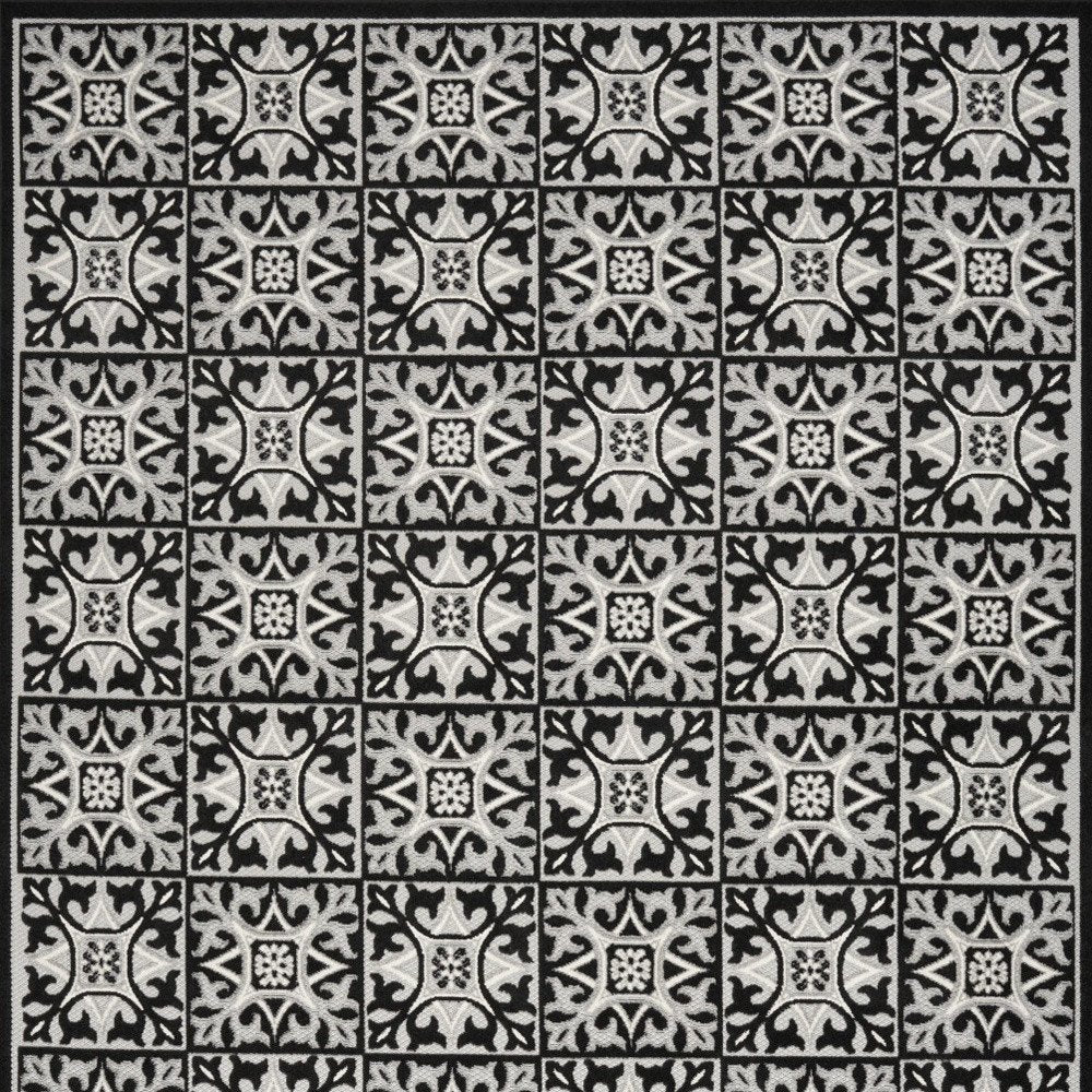 8' X 11' Blue Geometric Non Skid Indoor Outdoor Area Rug — view 3