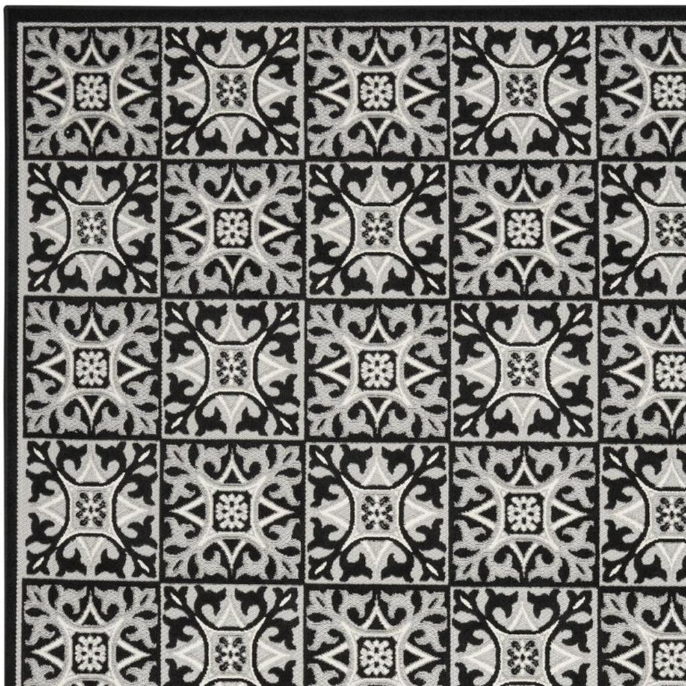 8' X 11' Blue Geometric Non Skid Indoor Outdoor Area Rug HomeRoots