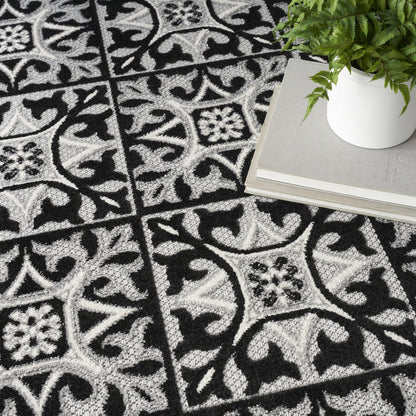 8' X 11' Blue Geometric Non Skid Indoor Outdoor Area Rug HomeRoots