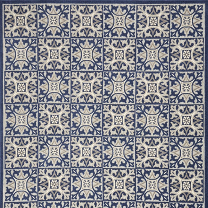 8' X 11' Blue Geometric Non Skid Indoor Outdoor Area Rug HomeRoots