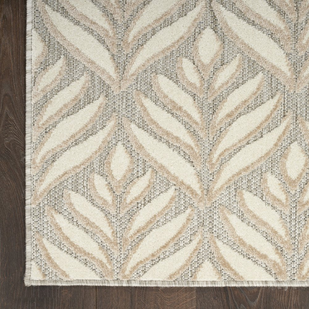 8' X 11' Ivory and Gray Floral Non Skid Indoor Outdoor Area Rug — view 9