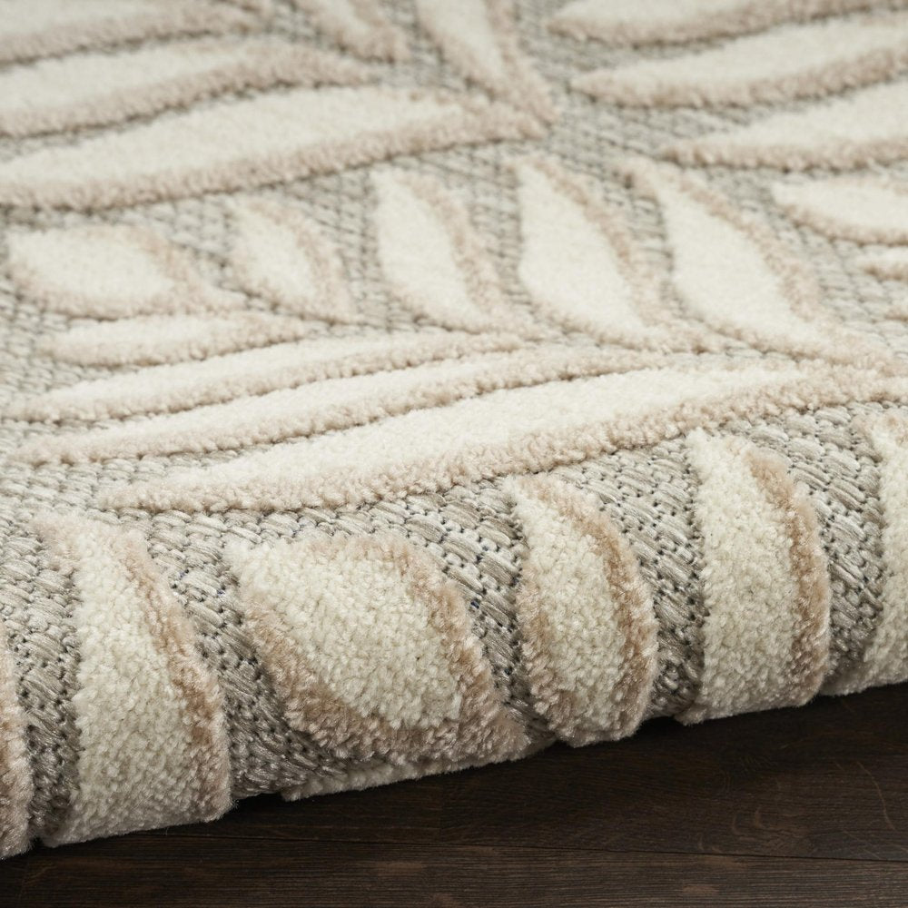 8' X 11' Ivory and Gray Floral Non Skid Indoor Outdoor Area Rug — view 4