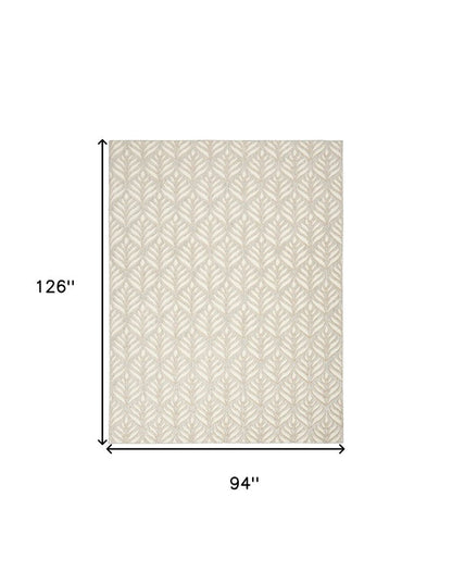 8' X 11' Ivory and Gray Floral Non Skid Indoor Outdoor Area Rug HomeRoots