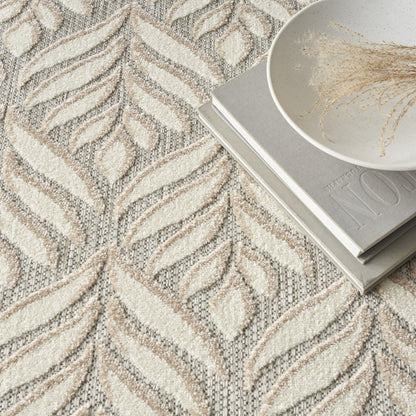8' X 11' Ivory and Gray Floral Non Skid Indoor Outdoor Area Rug HomeRoots