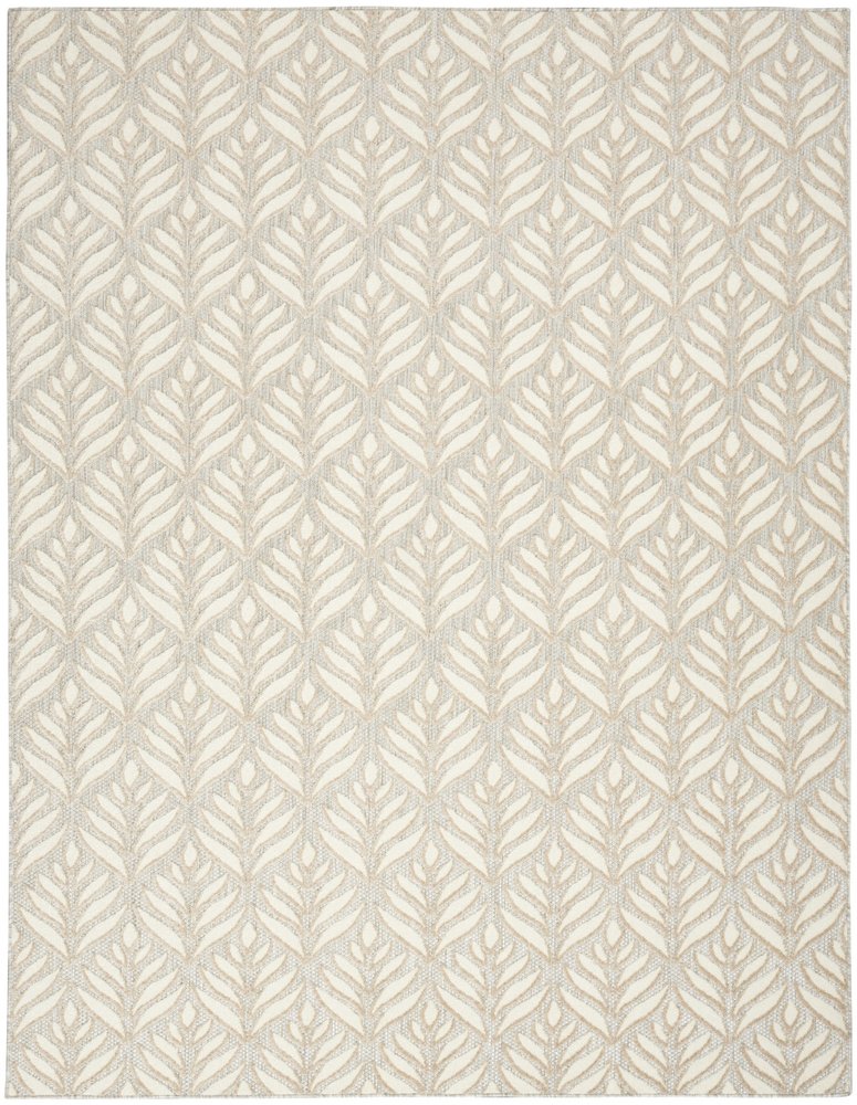 8' X 11' Ivory and Gray Floral Non Skid Indoor Outdoor Area Rug — view 7
