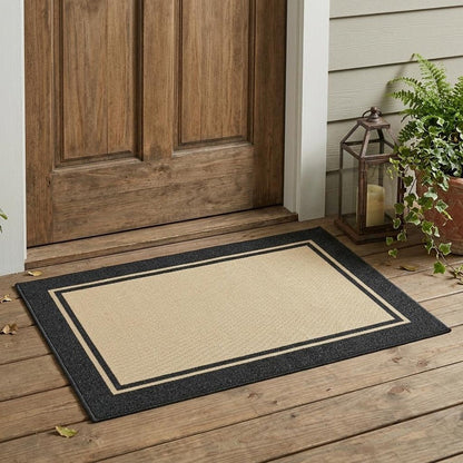 2' X 3' Beige and Black Stain Resistant Indoor Outdoor Area Rug HomeRoots