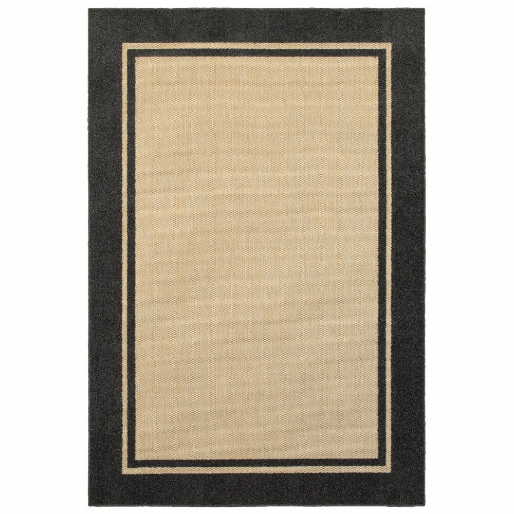 2' X 3' Beige and Black Stain Resistant Indoor Outdoor Area Rug HomeRoots