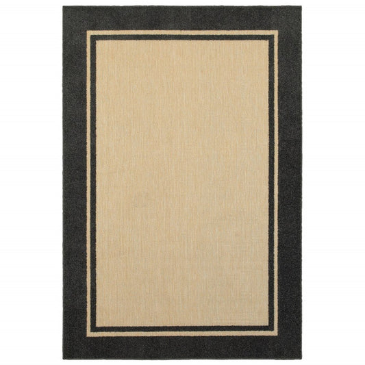 2' X 3' Beige and Black Stain Resistant Indoor Outdoor Area Rug