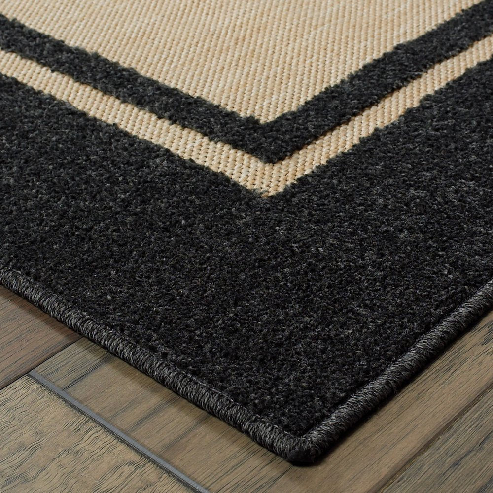 2' X 3' Beige and Black Stain Resistant Indoor Outdoor Area Rug — view 2