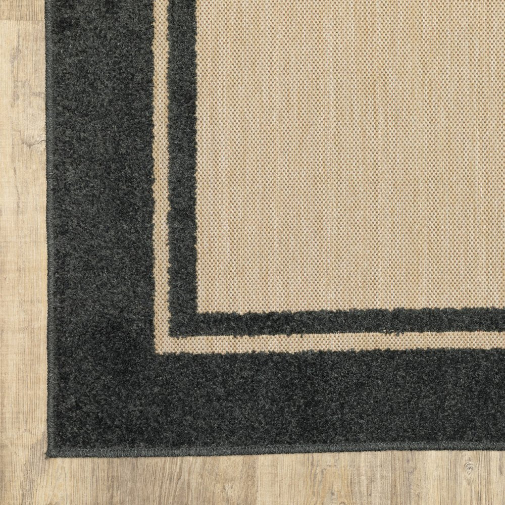 2' X 3' Beige and Black Stain Resistant Indoor Outdoor Area Rug — view 3