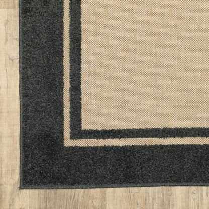 2' X 3' Beige and Black Stain Resistant Indoor Outdoor Area Rug HomeRoots