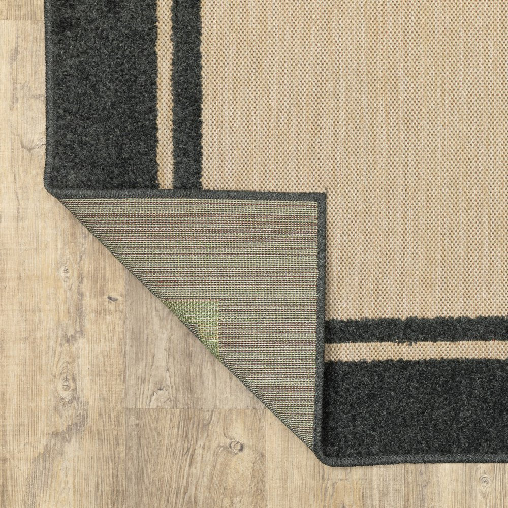 2' X 3' Beige and Black Stain Resistant Indoor Outdoor Area Rug — view 4
