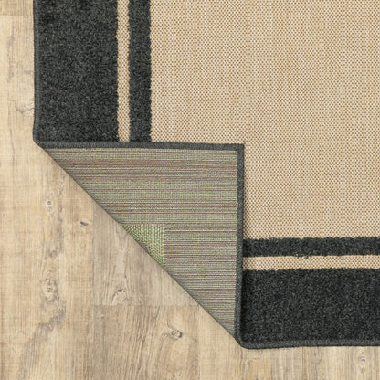 2' X 3' Beige and Black Stain Resistant Indoor Outdoor Area Rug HomeRoots