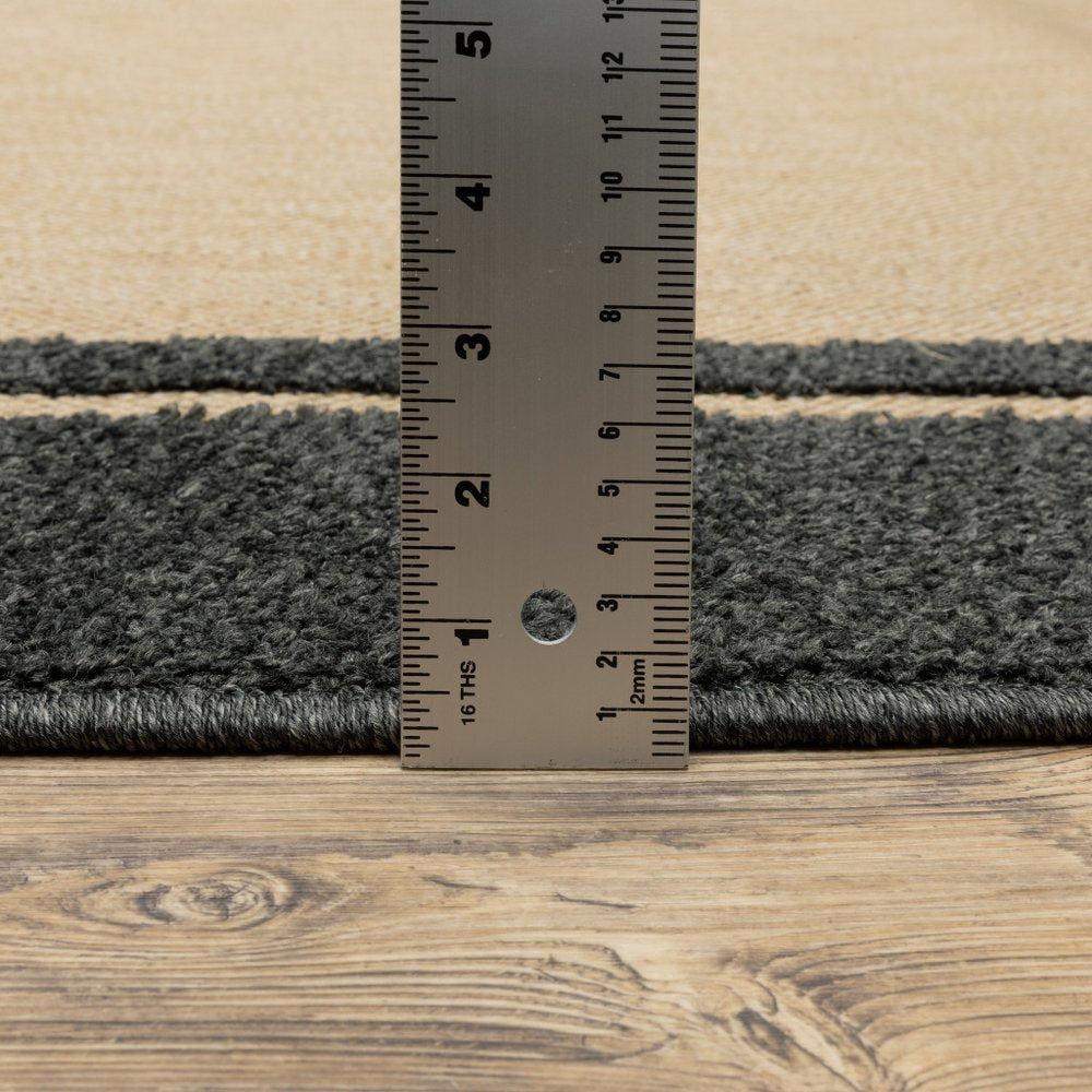 2' X 3' Beige and Black Stain Resistant Indoor Outdoor Area Rug — view 6