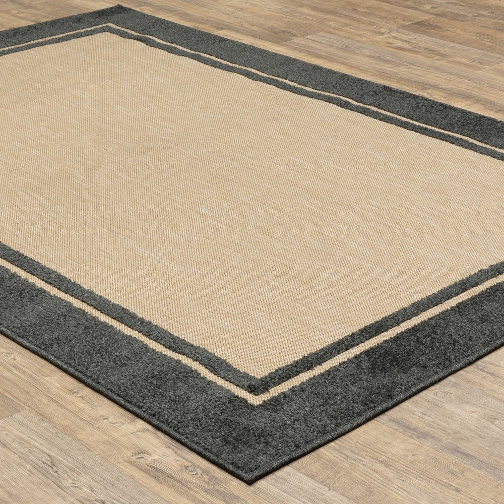 2' X 3' Beige and Black Stain Resistant Indoor Outdoor Area Rug — view 8