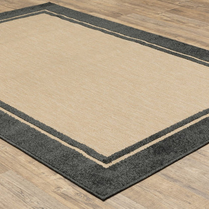 2' X 3' Beige and Black Stain Resistant Indoor Outdoor Area Rug HomeRoots