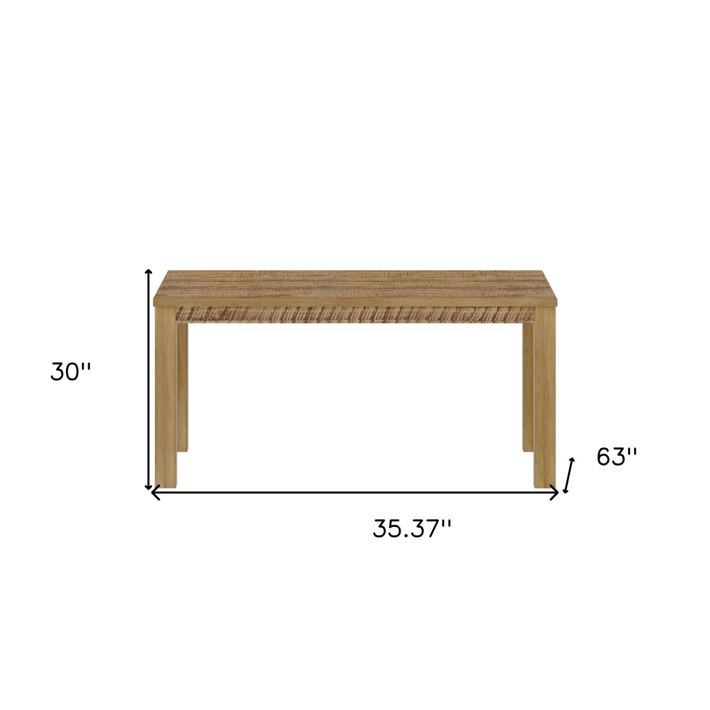 63" White Solid Wood Dining Table