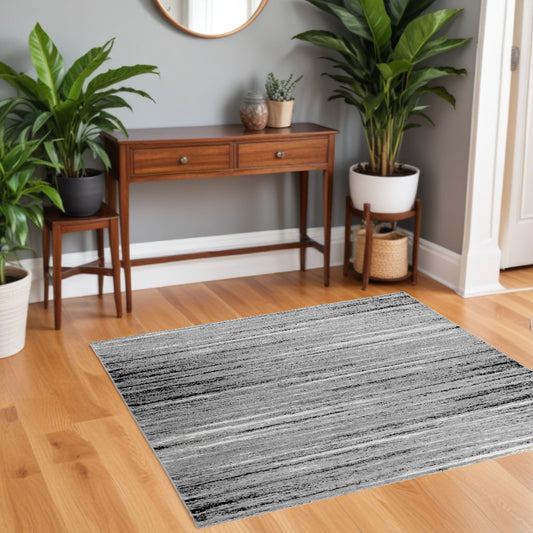 4' X 6' Grey Abstract Area Rug