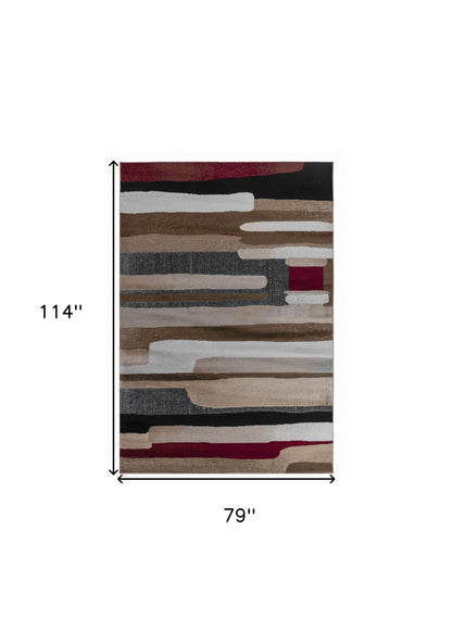 7' X 10' Brown Abstract Area Rug