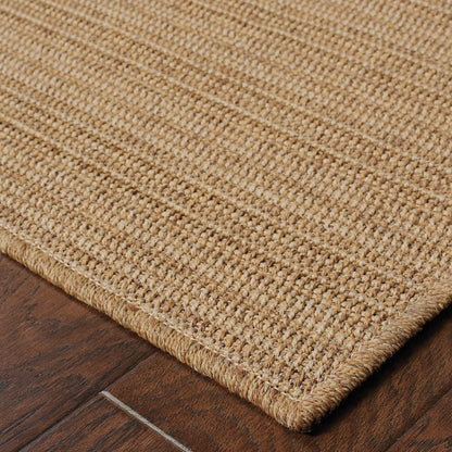 8' X 11' Tan Striped Stain Resistant Indoor Outdoor Area Rug - 0" (L) x 129" (W) x 94" (H)