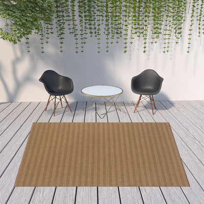 8' X 11' Tan Striped Stain Resistant Indoor Outdoor Area Rug - 0" (L) x 129" (W) x 94" (H)