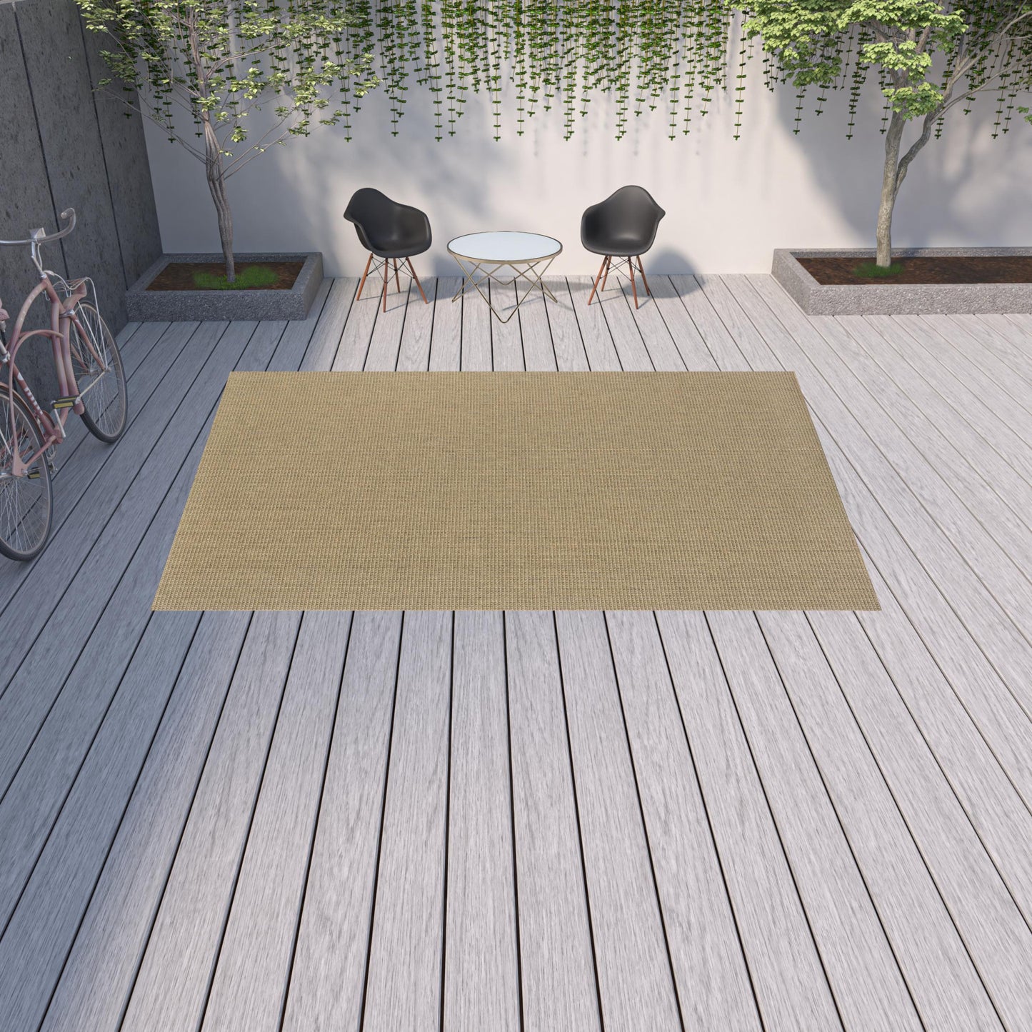 9' X 13' Beige Stain Resistant Indoor Outdoor Area Rug - 0" (L) x 155" (W) x 101" (H)