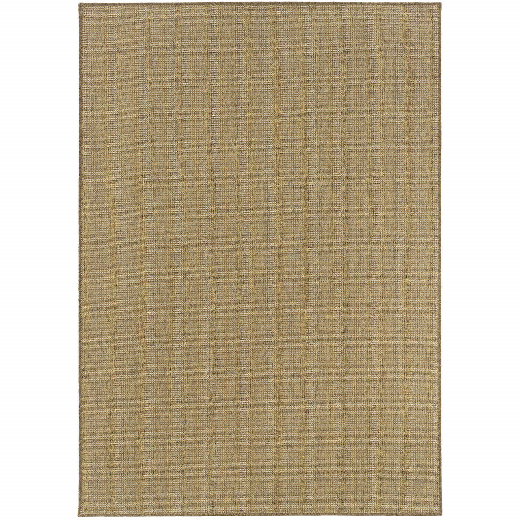 9' X 13' Tan Stain Resistant Indoor Outdoor Area Rug