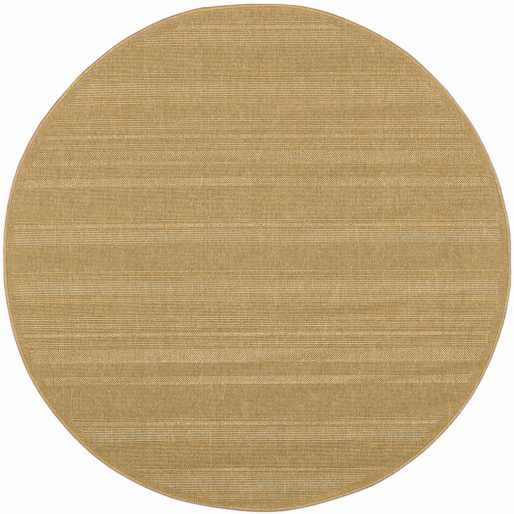 8' X 8' Beige Round Stain Resistant Indoor Outdoor Area Rug - 0" (L) x 93" (W) x 93" (H)