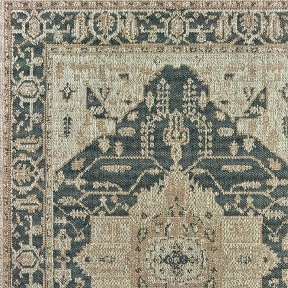 5' X 7' Gray Oriental Stain Resistant Indoor Outdoor Area Rug HomeRoots