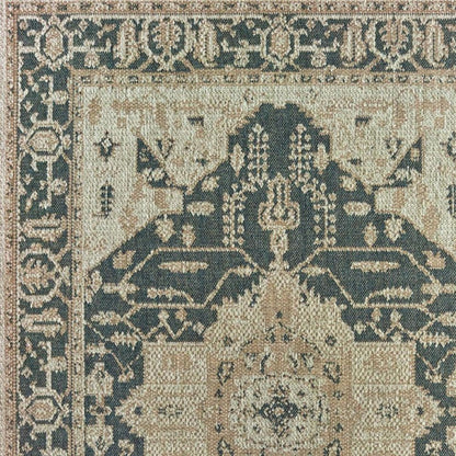 5' X 7' Gray Oriental Stain Resistant Indoor Outdoor Area Rug