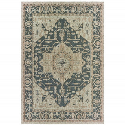 5' X 7' Gray Oriental Stain Resistant Indoor Outdoor Area Rug