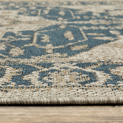5' X 7' Gray Oriental Stain Resistant Indoor Outdoor Area Rug HomeRoots