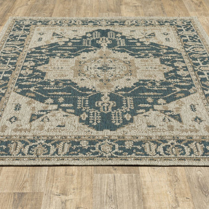 5' X 7' Gray Oriental Stain Resistant Indoor Outdoor Area Rug HomeRoots
