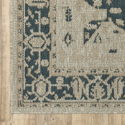 5' X 7' Gray Oriental Stain Resistant Indoor Outdoor Area Rug HomeRoots