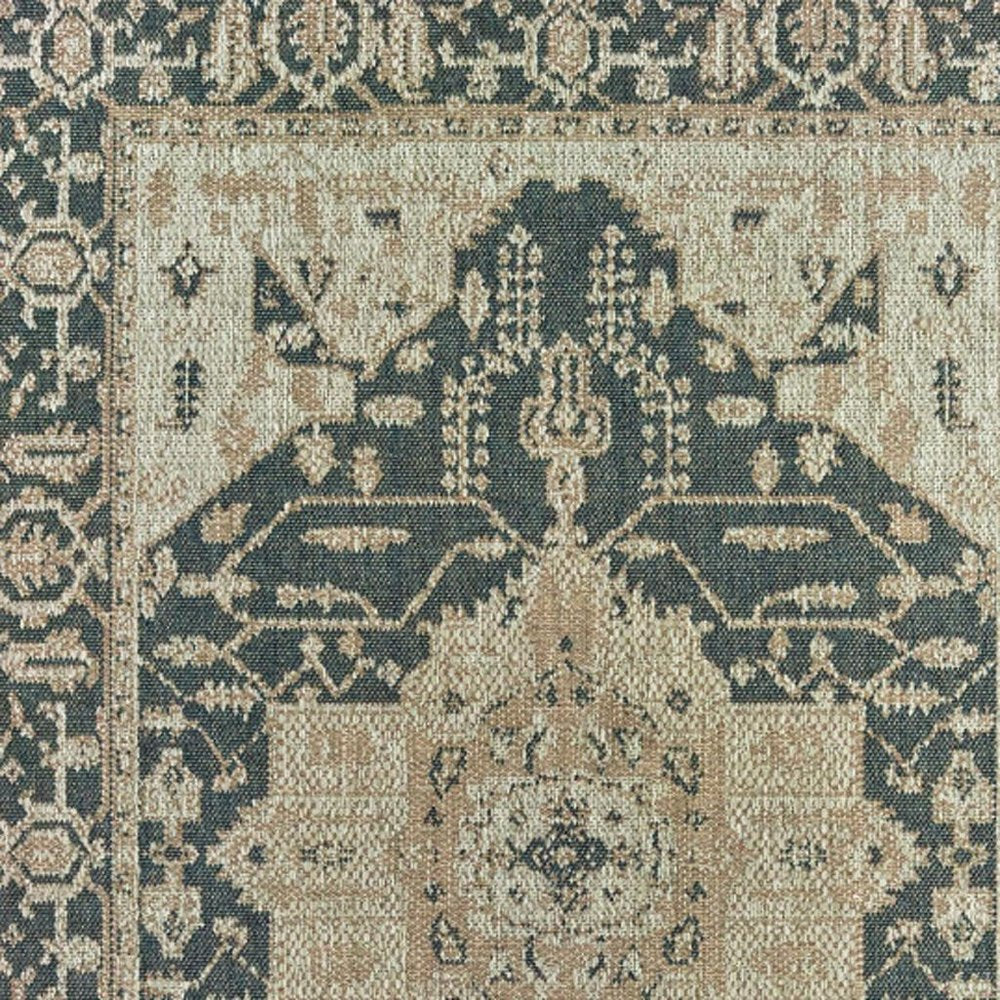 7' X 9' Gray Oriental Stain Resistant Indoor Outdoor Area Rug HomeRoots