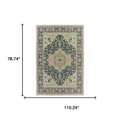 7' X 9' Gray Oriental Stain Resistant Indoor Outdoor Area Rug HomeRoots