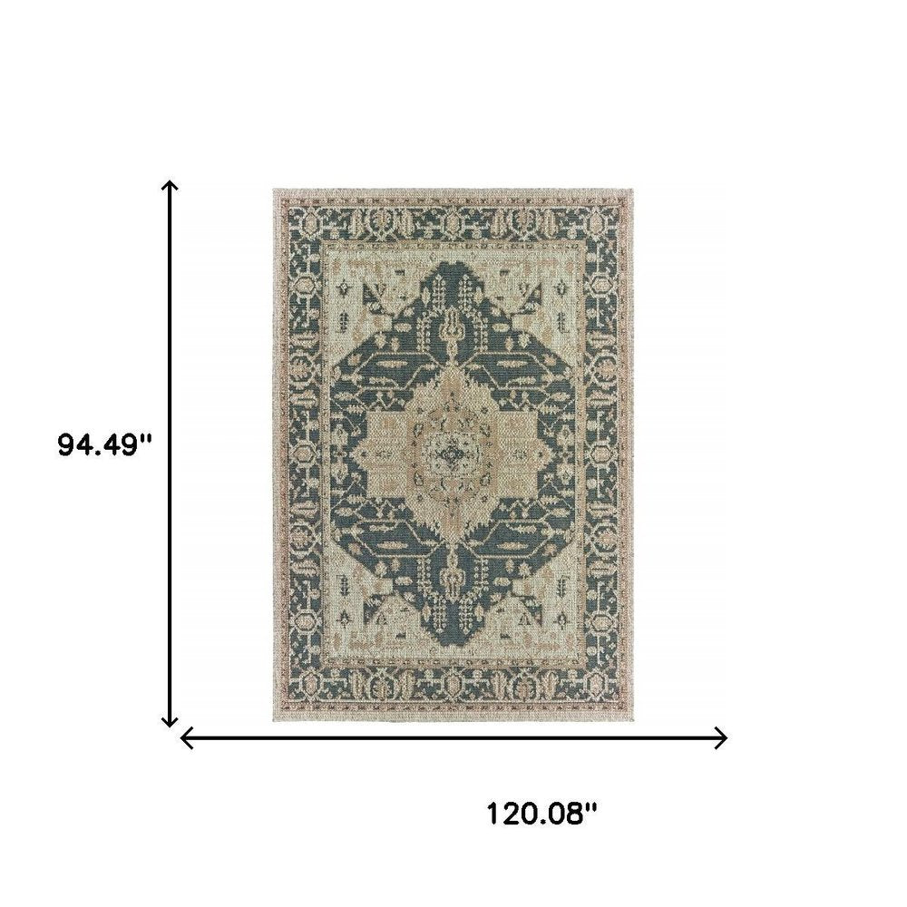 8' X 10' Gray Oriental Stain Resistant Indoor Outdoor Area Rug HomeRoots