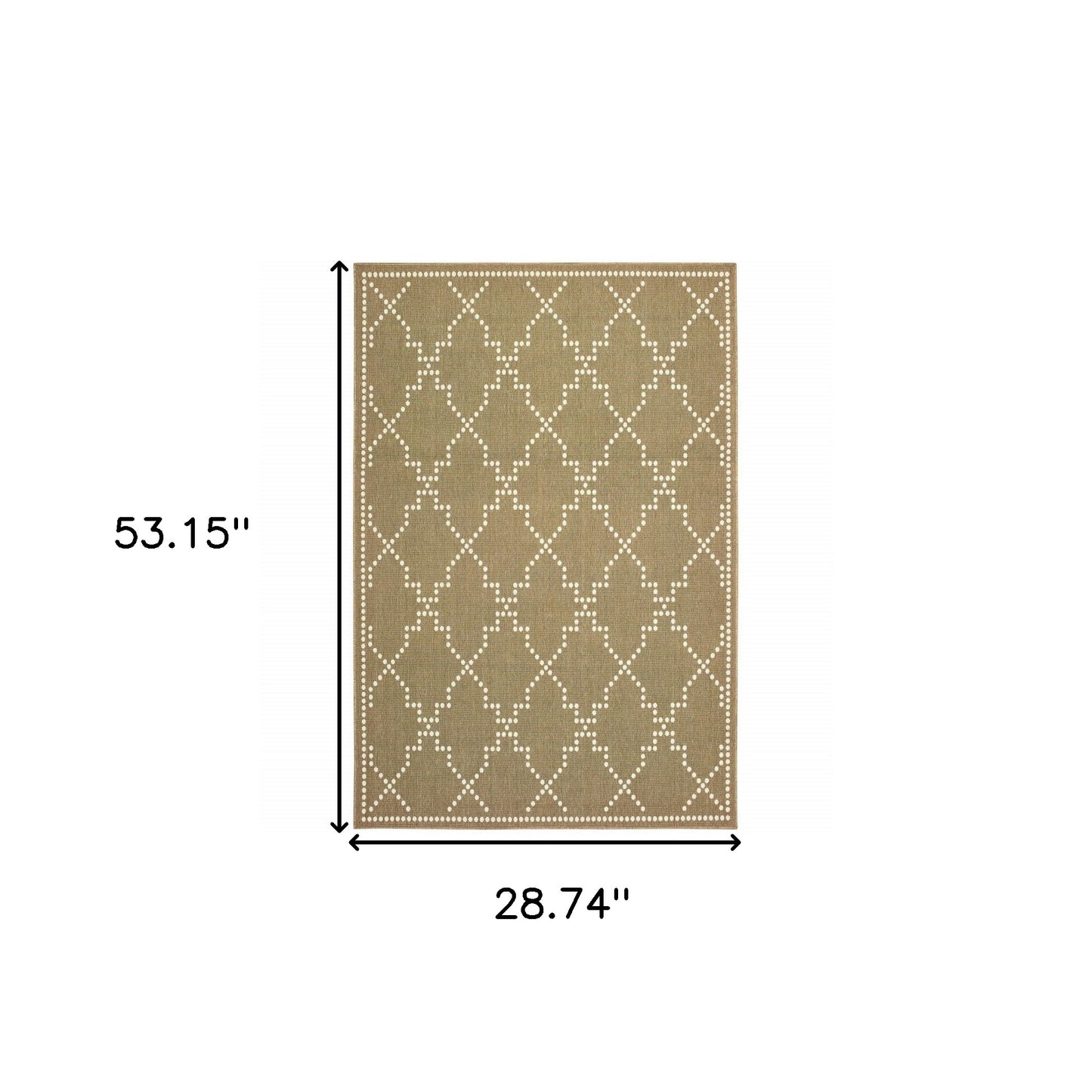 2' X 4' Tan Geometric Stain Resistant Indoor Outdoor Area Rug